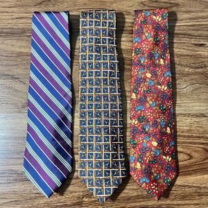 LOT OF 3 Brooks Brothers Makers All Silk Ties Hand Made In USA Striped/Patterns